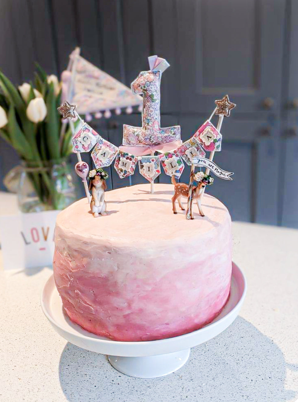 Personalised Floral Bunting Cake Topper *BESTSELLER*
