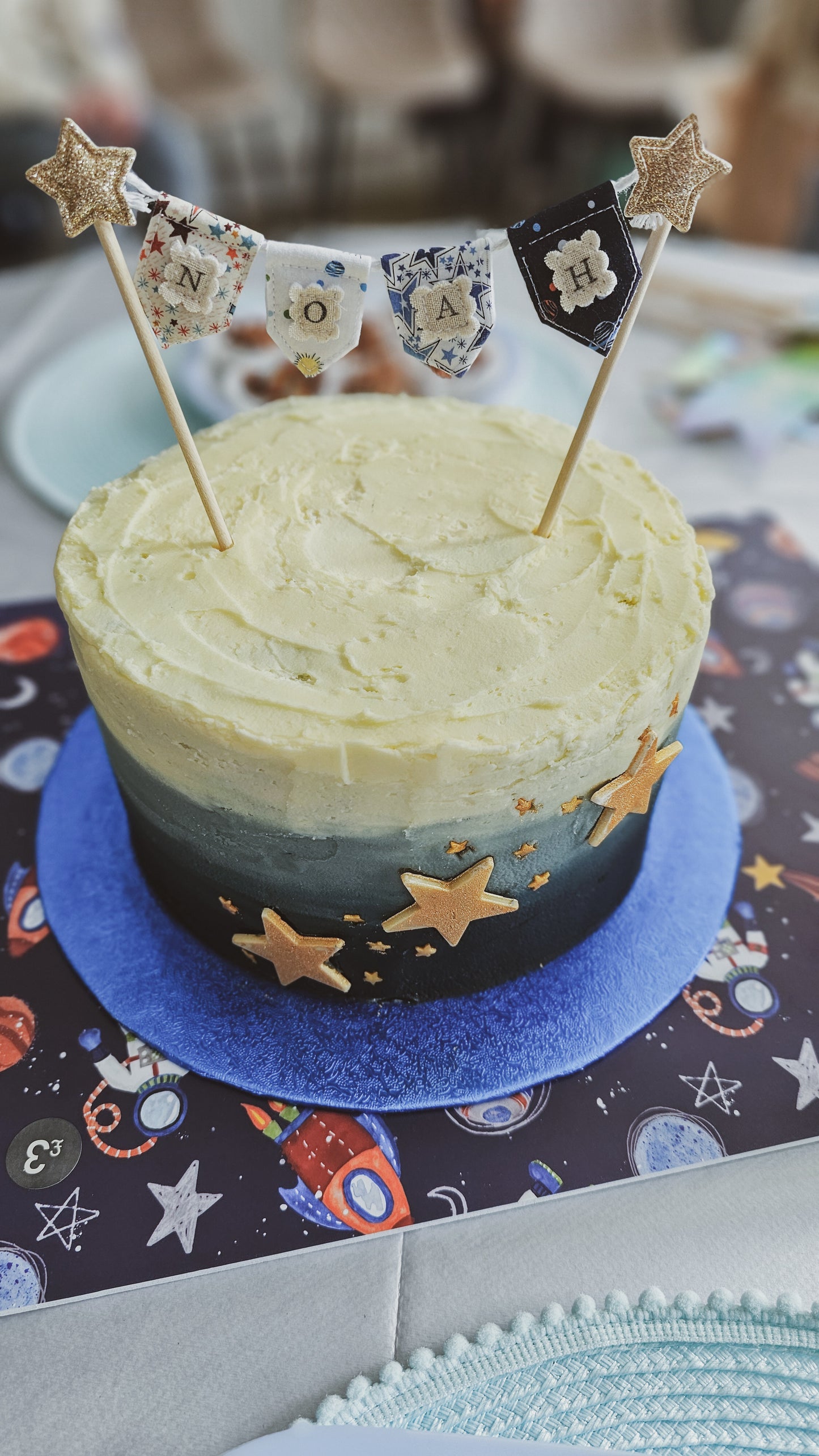 Personalised Space theme Bunting Cake Topper