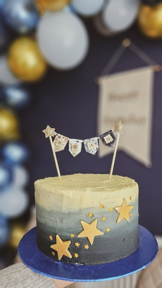 Personalised Space theme Bunting Cake Topper