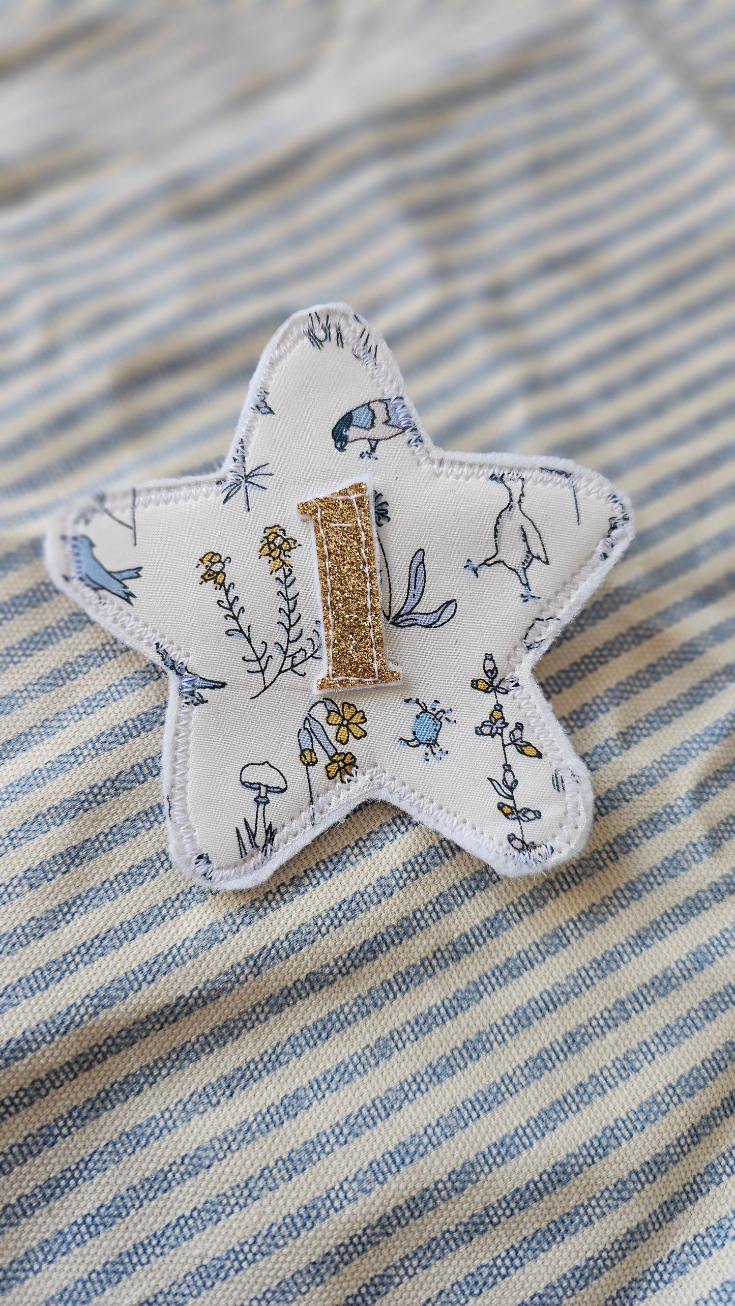 Boys Birthday badge, handmade using floral liberty of London fabrics  (Personalisation available)