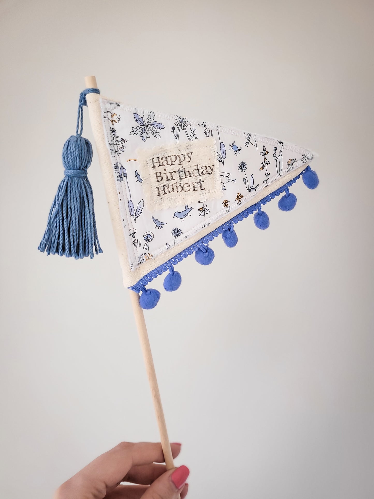 Personalised Birthday Flag cake topper decoration, choose from Safari theme, Space theme, and more!