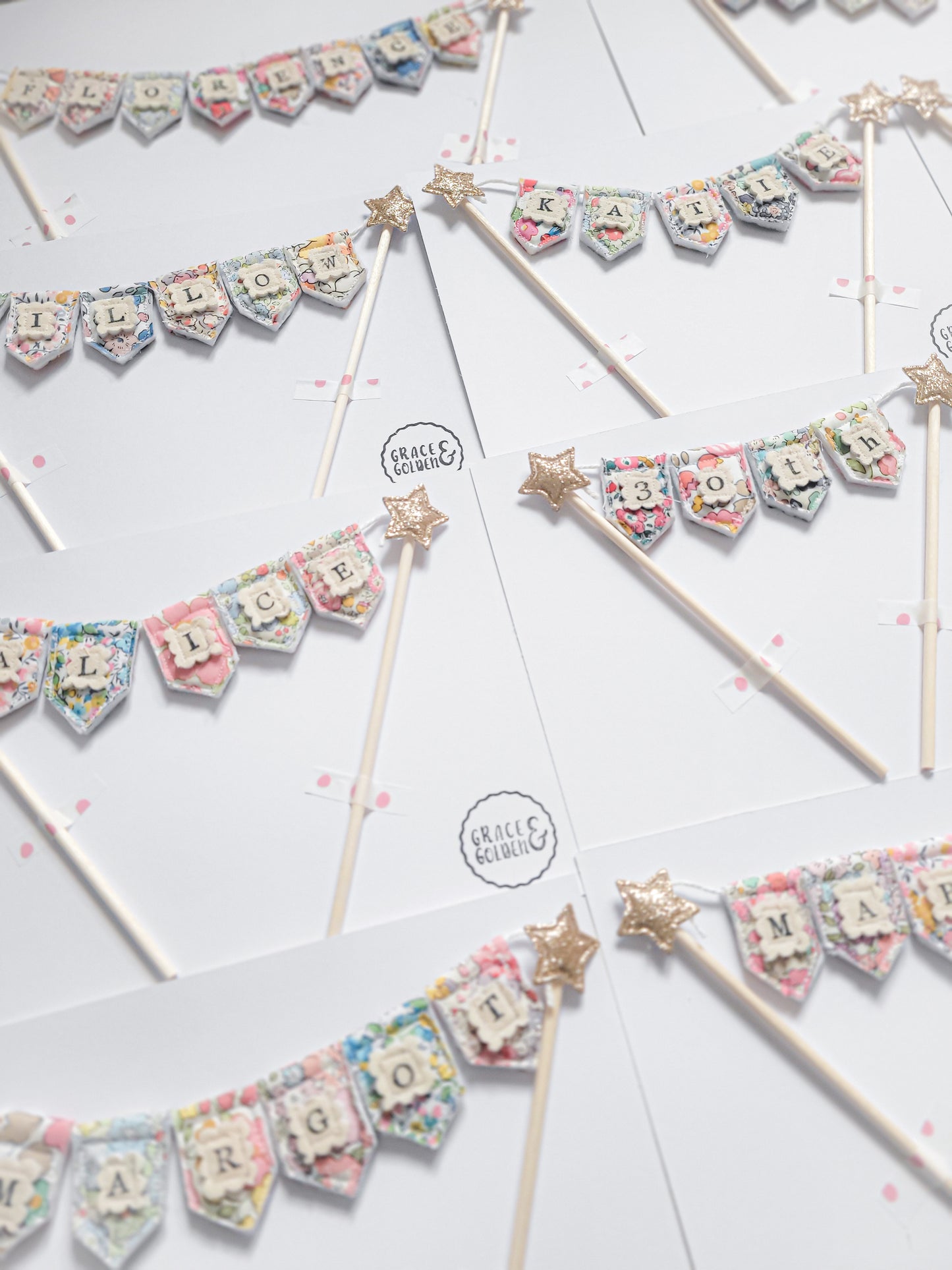 Personalised Floral Bunting Cake Topper *BESTSELLER*